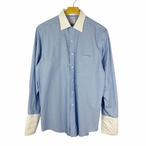 Brooks Brothers Blue Pinstripe French Cuff Long Sleeve Dress Shirt Size 15.5-34